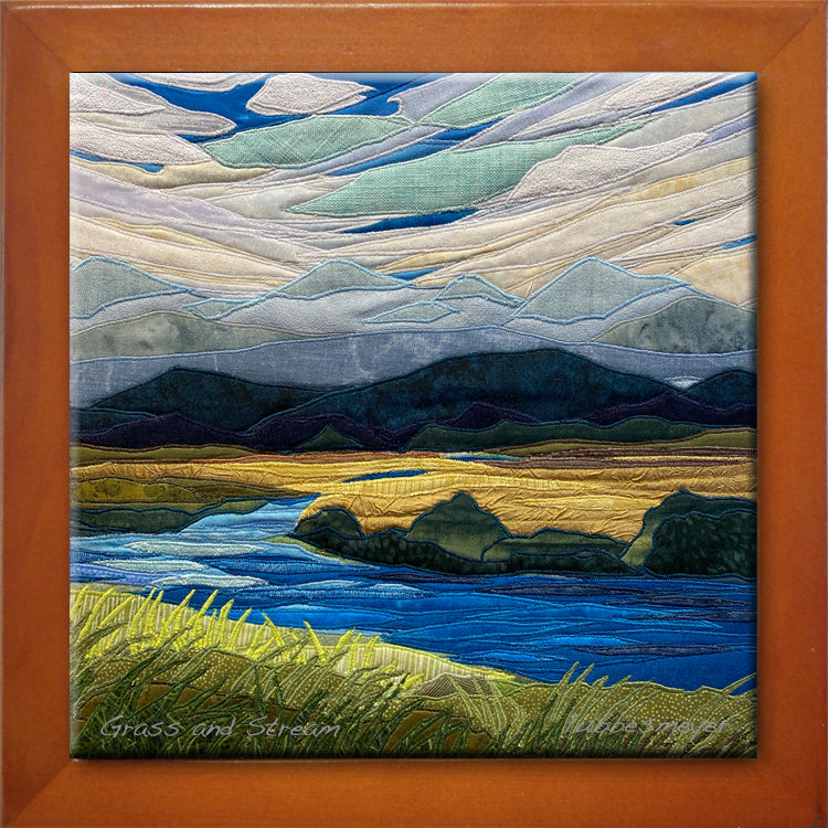 Grass and Stream Framed Ceramic Tile