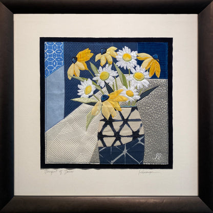 Bouquet of Daisies, 22.5 x 22.5 x 1.5" framed