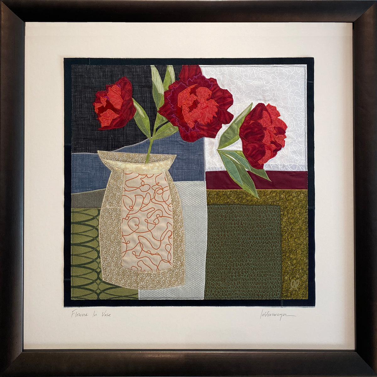 Flowers In Vase, 26.5 x 26.5 x 1.5" framed