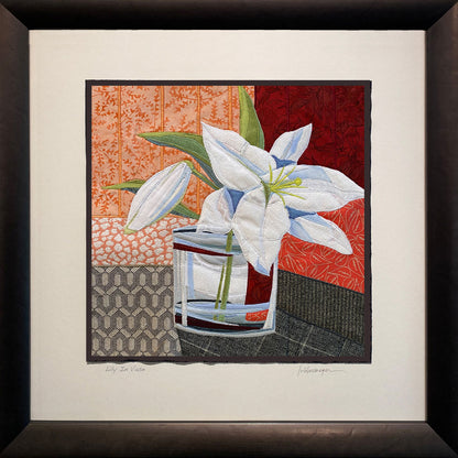 Lily In Vase, 22.5 x 22.5 x 1.5" framed