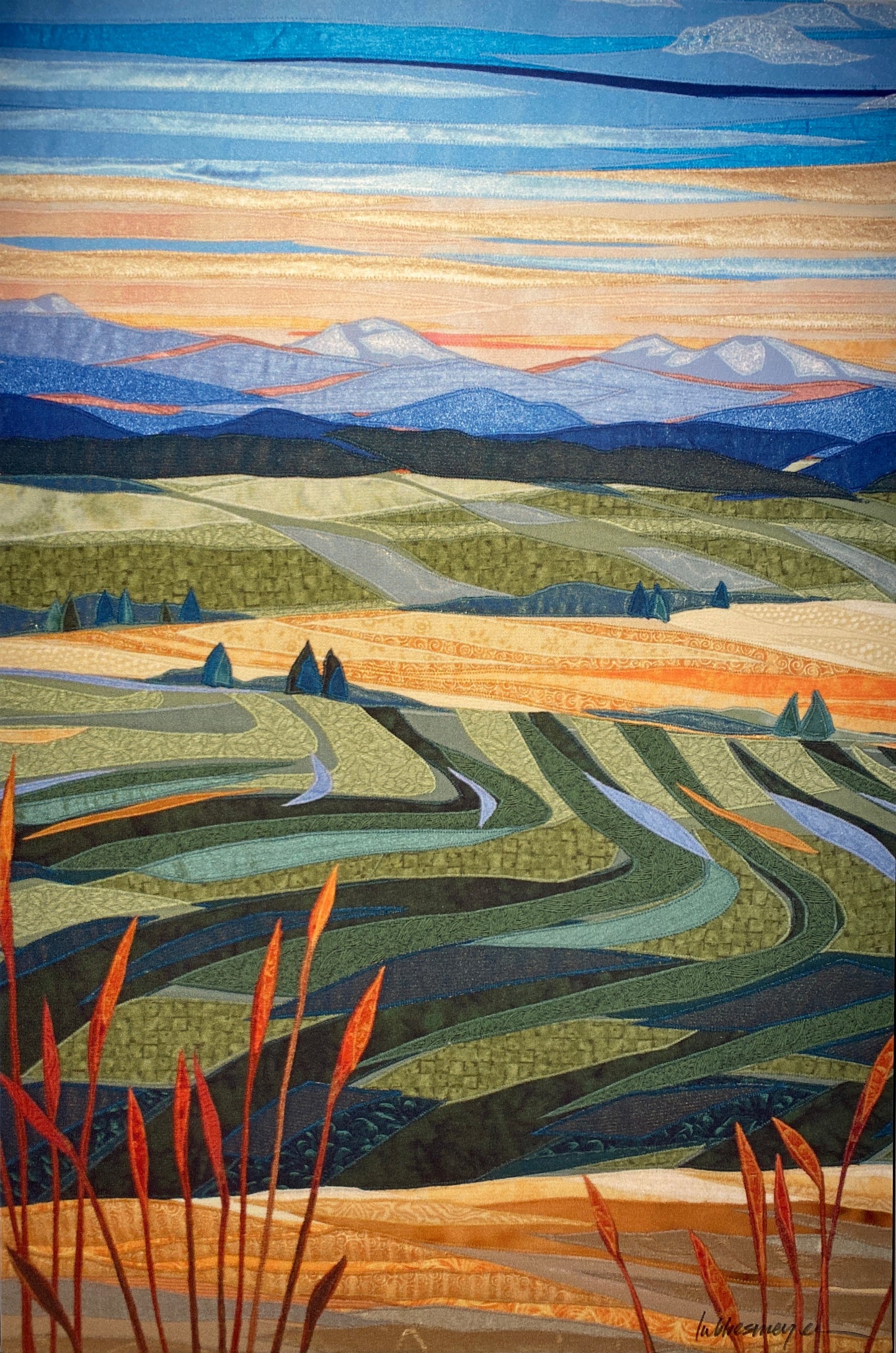 Three Sisters Framed Fabric Panel