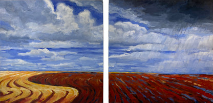 Turned Earth diptych, 36 x 72" unframed